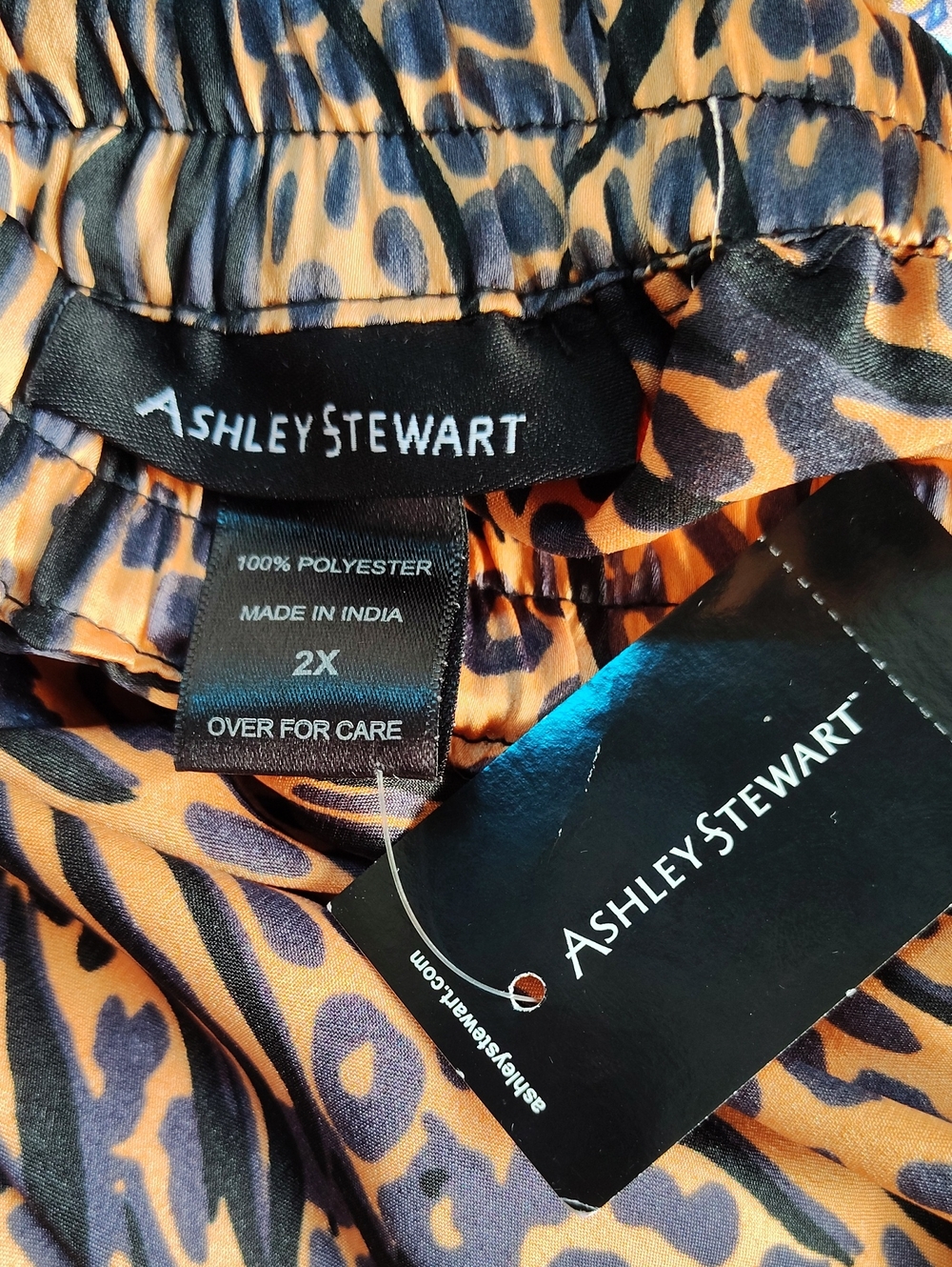 Ashley Stewart Animal Print Maxi Skirt Mixed Media Trim 2X NWT - Picture 3 of 5
